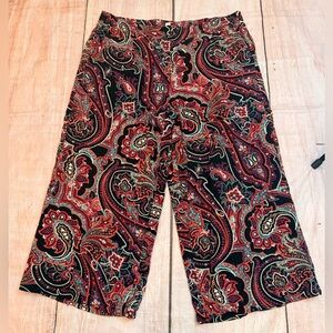 J.Jill Multi-Color Print High Waisted Wide Leg Pull On Rayon Pants Women Medium